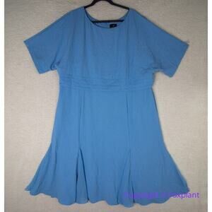 Adrianna Papell blue‎ short sleeves round neck dress, plus size 22W